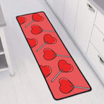Red Heart Lollipop Pattern Print Long Kitchen Mat