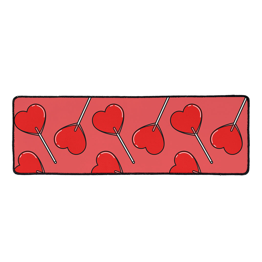 Red Heart Lollipop Pattern Print Long Kitchen Mat