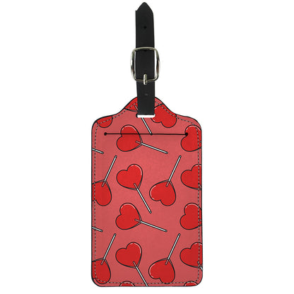 Red Heart Lollipop Pattern Print Luggage Tag