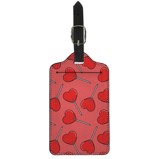 Red Heart Lollipop Pattern Print Luggage Tag
