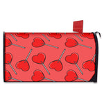 Red Heart Lollipop Pattern Print Mailbox Cover