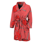 Red Heart Lollipop Pattern Print Men's Bathrobe