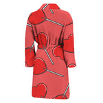 Red Heart Lollipop Pattern Print Men's Bathrobe