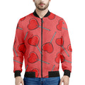 Red Heart Lollipop Pattern Print Men's Bomber Jacket