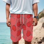 Red Heart Lollipop Pattern Print Men's Cargo Shorts