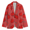 Red Heart Lollipop Pattern Print Men's Cotton Blazer