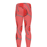 Red Heart Lollipop Pattern Print Men's leggings
