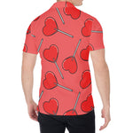 Red Heart Lollipop Pattern Print Men's Shirt