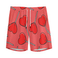 Red Heart Lollipop Pattern Print Men's Athletic Shorts