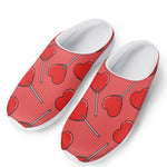 Red Heart Lollipop Pattern Print Mesh Casual Shoes