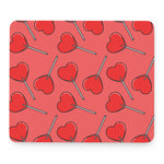 Red Heart Lollipop Pattern Print Mouse Pad