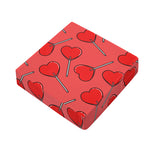Red Heart Lollipop Pattern Print Outdoor Seat Cushion Cover