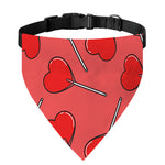 Red Heart Lollipop Pattern Print Over The Collar Dog Bandana