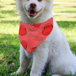 Red Heart Lollipop Pattern Print Over The Collar Dog Bandana