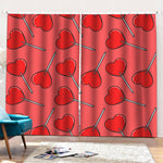 Red Heart Lollipop Pattern Print Pencil Pleat Curtains