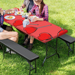 Red Heart Lollipop Pattern Print Picnic Table Cover
