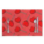 Red Heart Lollipop Pattern Print Placemat