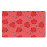 Red Heart Lollipop Pattern Print Polyester Doormat
