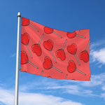 Red Heart Lollipop Pattern Print Polyester Flag