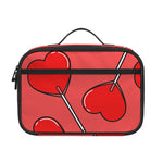 Red Heart Lollipop Pattern Print Portable Lunch Bag