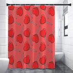 Red Heart Lollipop Pattern Print Premium Shower Curtain
