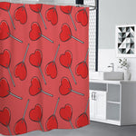 Red Heart Lollipop Pattern Print Premium Shower Curtain