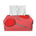 Red Heart Lollipop Pattern Print Rectangle Tissue Box Cover