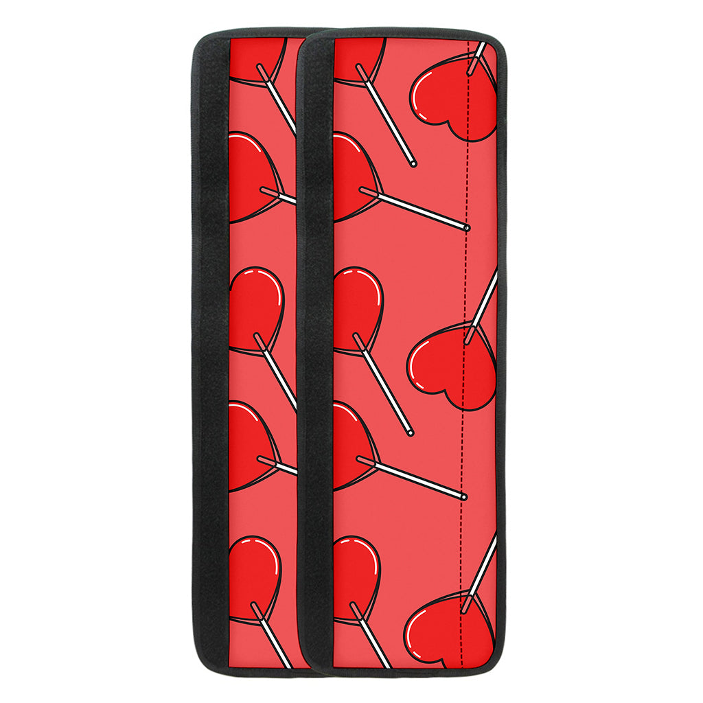 Red Heart Lollipop Pattern Print Refrigerator Handle Covers
