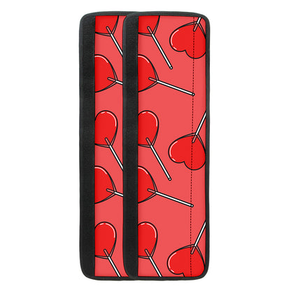 Red Heart Lollipop Pattern Print Refrigerator Handle Covers