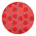 Red Heart Lollipop Pattern Print Round Blanket