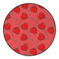 Red Heart Lollipop Pattern Print Round Floor Mat