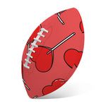 Red Heart Lollipop Pattern Print Rugby Ball