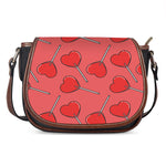 Red Heart Lollipop Pattern Print Saddle Bag