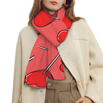 Red Heart Lollipop Pattern Print Scarf