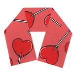 Red Heart Lollipop Pattern Print Scarf