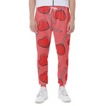 Red Heart Lollipop Pattern Print Scuba Joggers