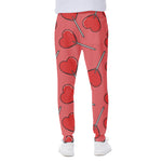 Red Heart Lollipop Pattern Print Scuba Joggers