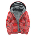 Red Heart Lollipop Pattern Print Sherpa Lined Zip Up Hoodie