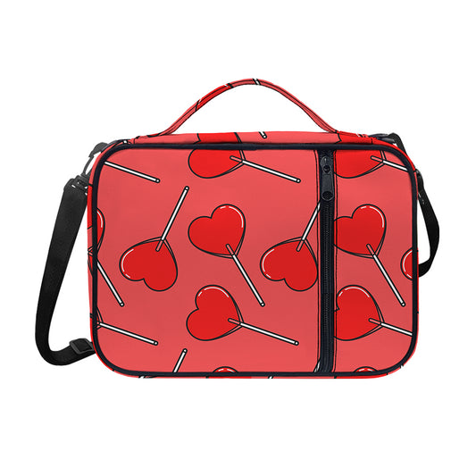 Red Heart Lollipop Pattern Print Shoulder Strap Bible Bag
