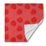 Red Heart Lollipop Pattern Print Silk Bandana