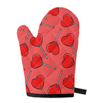 Red Heart Lollipop Pattern Print Single Oven Mitt