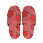 Red Heart Lollipop Pattern Print Slippers