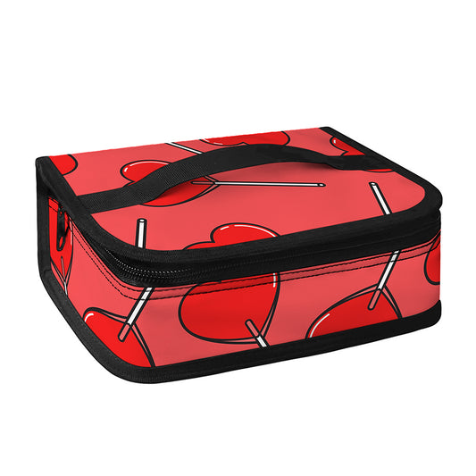 Red Heart Lollipop Pattern Print Small Lunch Bag