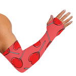 Red Heart Lollipop Pattern Print Sun Protection Arm Sleeves