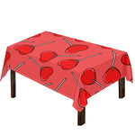 Red Heart Lollipop Pattern Print Tablecloth