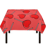 Red Heart Lollipop Pattern Print Tablecloth
