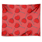 Red Heart Lollipop Pattern Print Tapestry