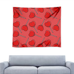 Red Heart Lollipop Pattern Print Tapestry