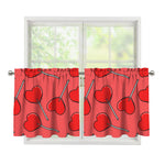 Red Heart Lollipop Pattern Print Tier Curtains
