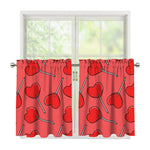 Red Heart Lollipop Pattern Print Tier Curtains